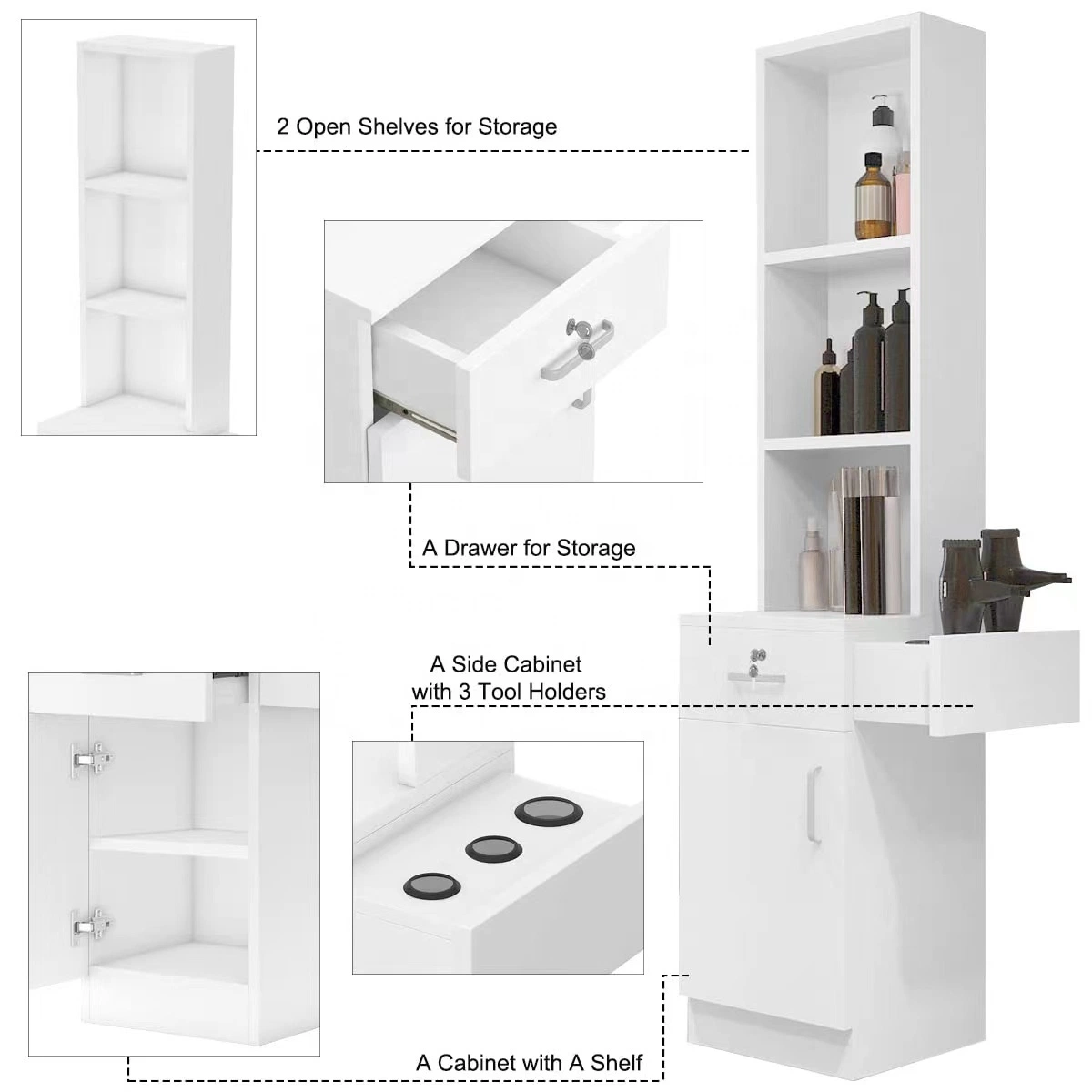 Locking Wall Mount Barber Salon Station Hairdressing Storage Cabinet Beauty Salon Furniture