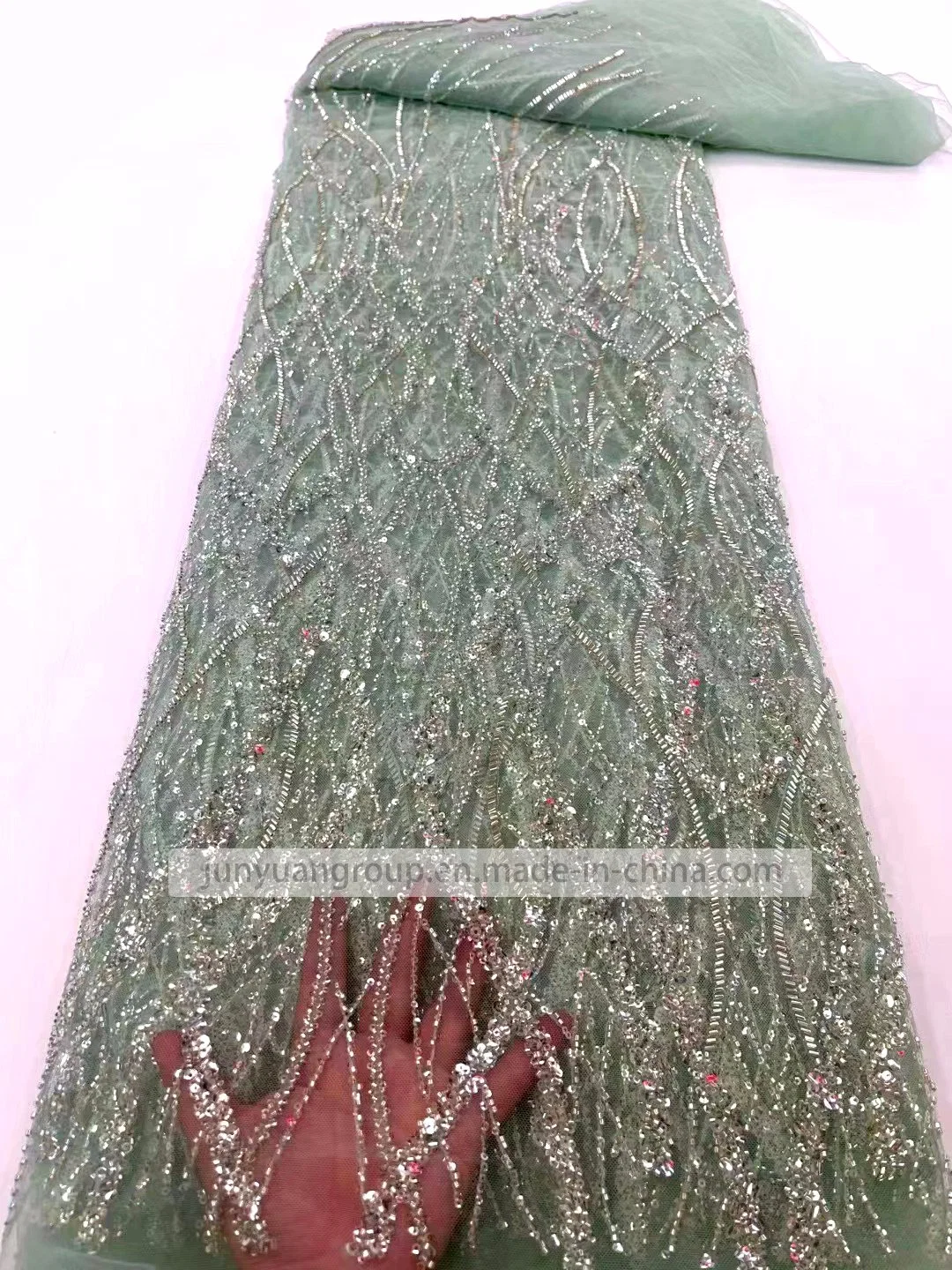 Wholesale/Suppliers Alta Qualidade padrão de flores de tecidos de poliéster Malha Imprimir bordada com fios de Tulle Lantejoulas casamento festa tecidos Lace