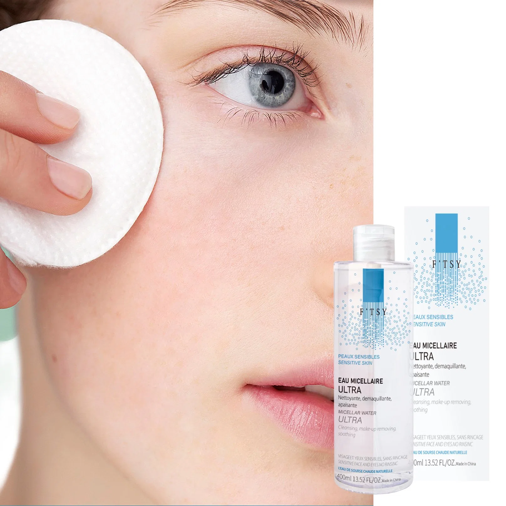 Etiquetas a medida Hidrating Moisturizing todo en 1 agua de limpieza micelar Limpia el removedor de maquillaje