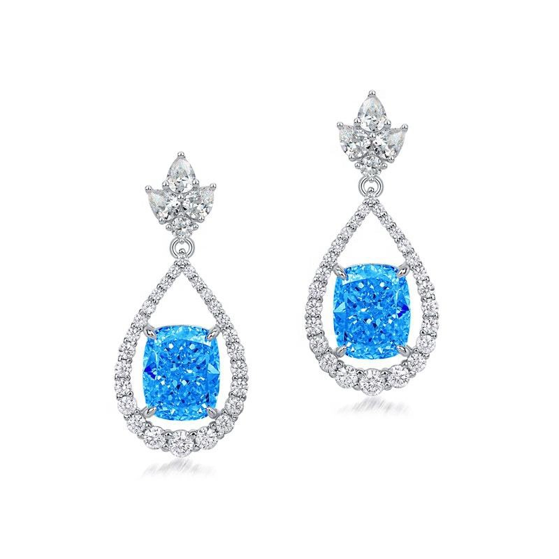 Fashion 925 Sterling Silver Water Drop en forme de zirconium Diamond Boucles d'oreilles bijoux de boucle d'oreille en gros puces d'oreilles