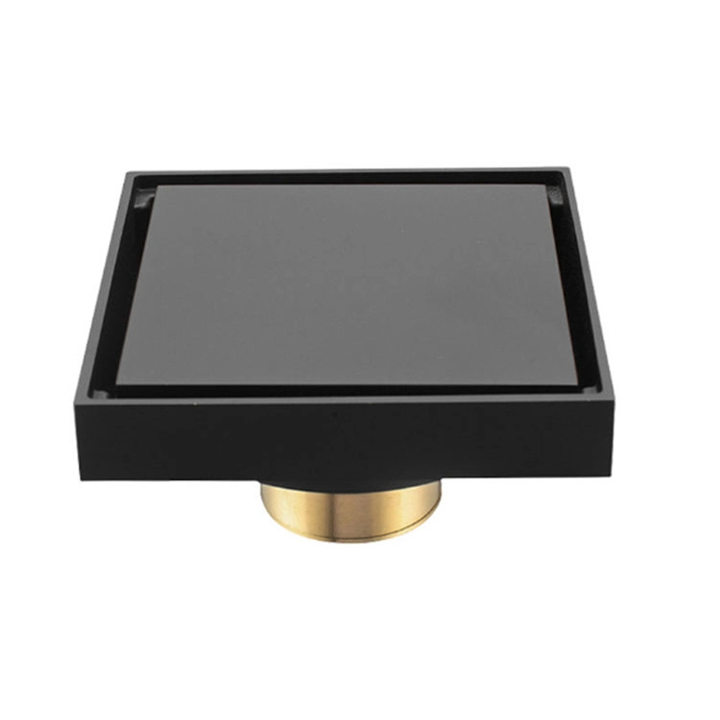 Contemporary Black Brass Bathroom Shower Drain Cover - Durable and Stylish Drainage Anti-Odor Shower Waste Floor Drain Plumbing Fixtures