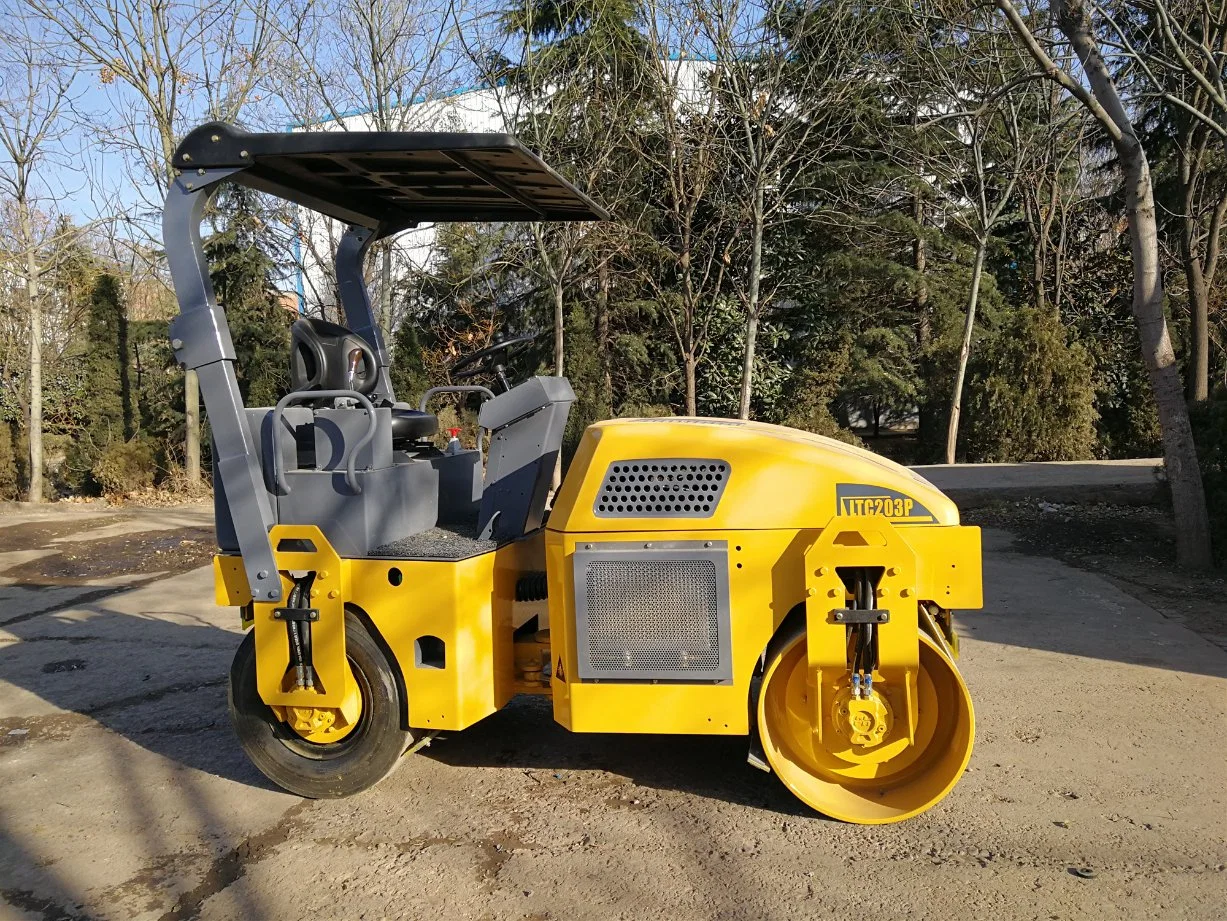 Motor diésel 3ton 4ton rodillos vibratorios de neumáticos Equipo de compactador de ruedas Para la construcción