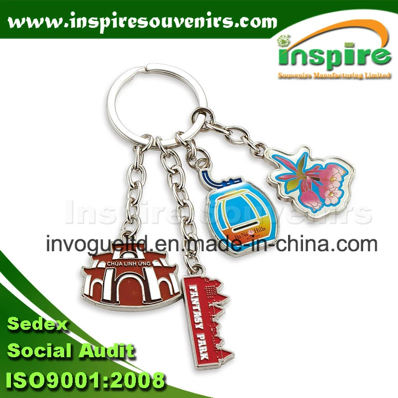 Functional Metal Key Chain with Whistle & Compass, Customized Key Ring