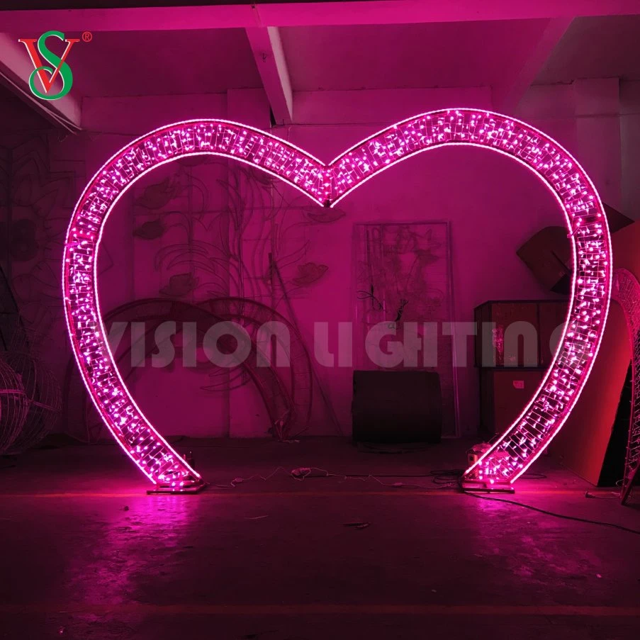 2023 Venta caliente Luz iluminada decoración Arco corazón para Boda Suministros