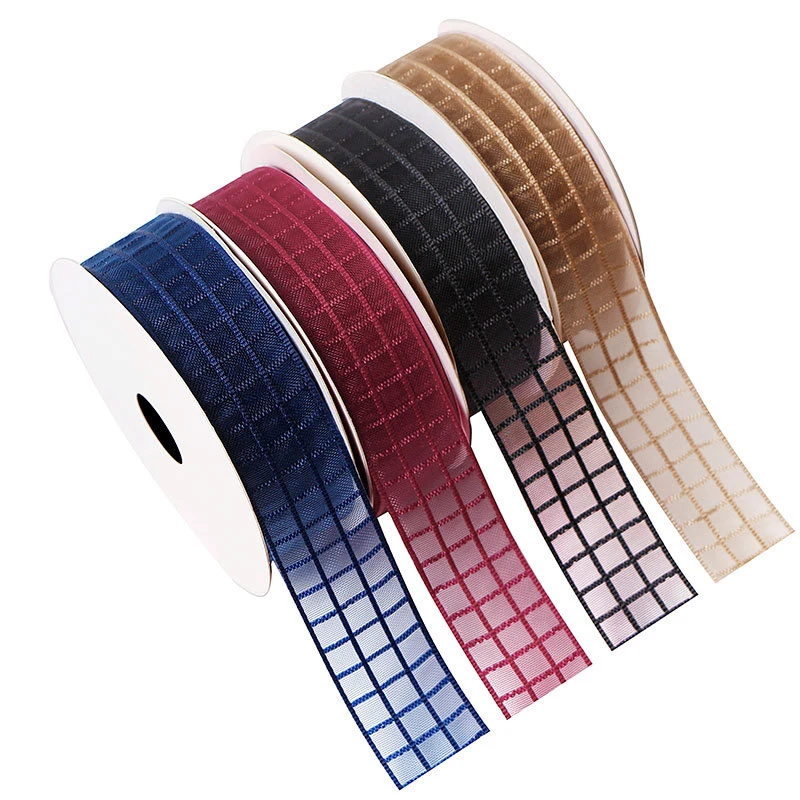 Ribbon 9-38mm Nylon Mesh Plaid Ribbon