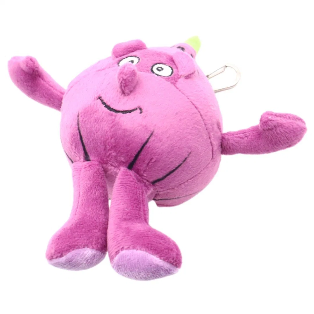 Custom mignon drôle de légumes des jouets en peluche doux petit oignon violet assis court clip Key Ring 16cm Sac farcies de chaîne de clé