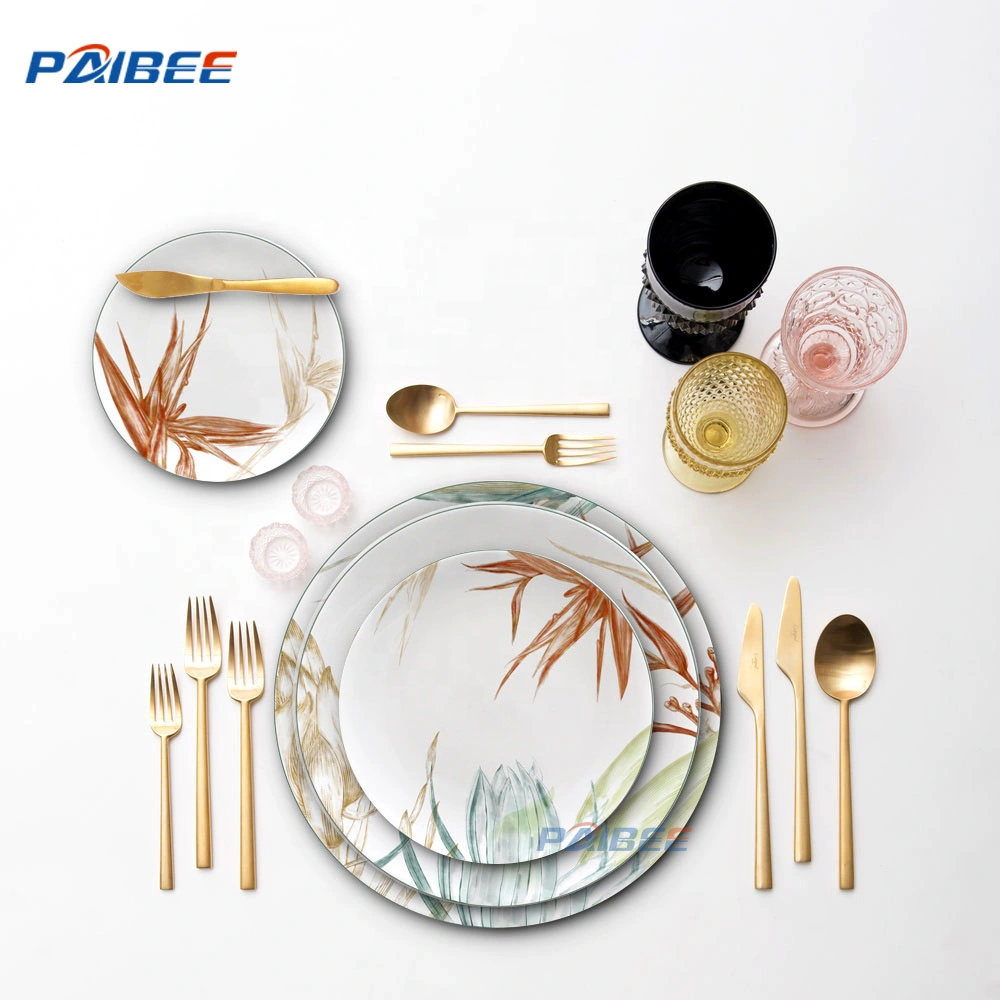 Rustic Design Garden Vibes Ceramic Dinnerware Plates Poetic Style Dinner Setting Bone China Plates