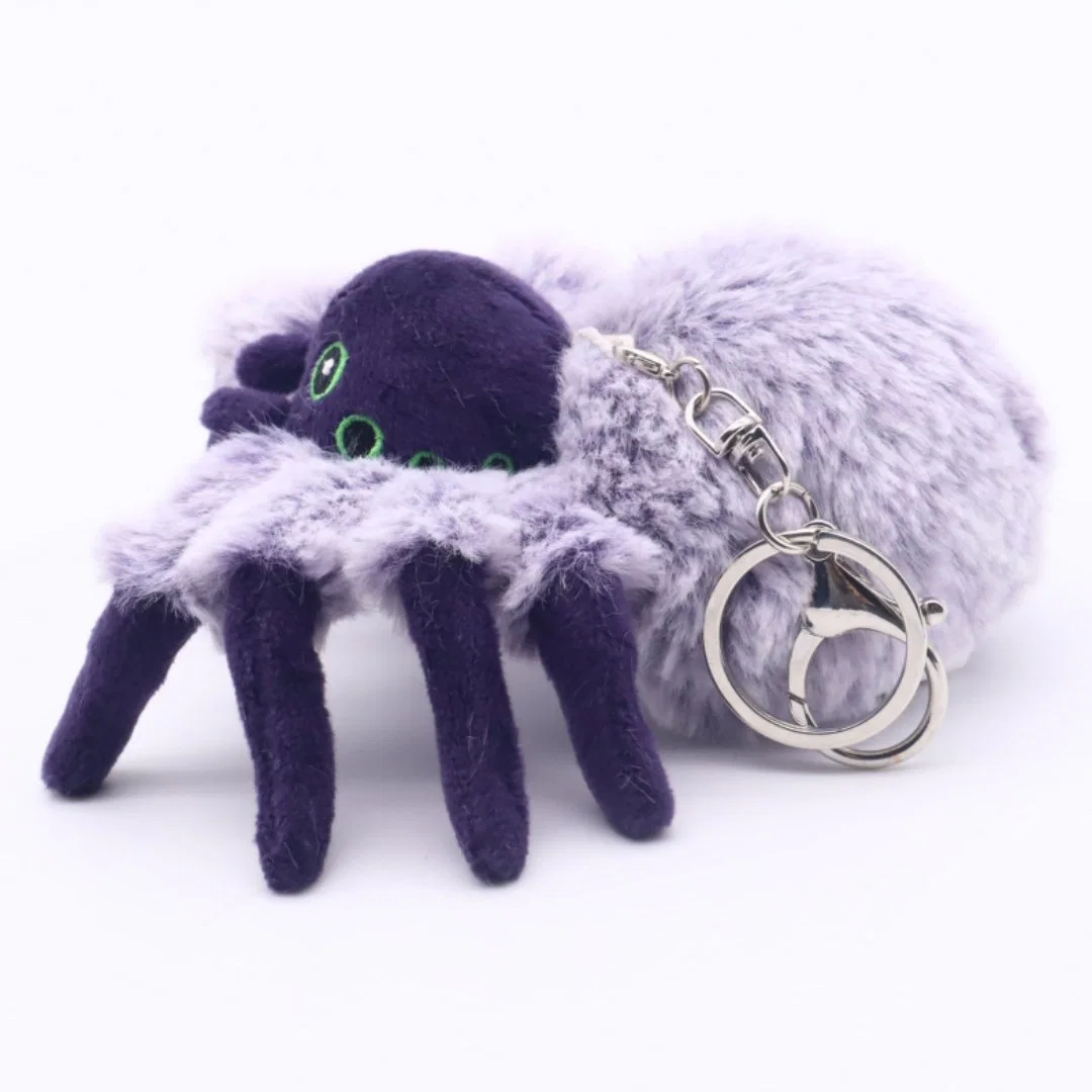 Comercio al por mayor de la felpa felpa Clip de peluche ojos compuestos Spider de 10,5cm morado (L) Llavero Llavero juguetes araña