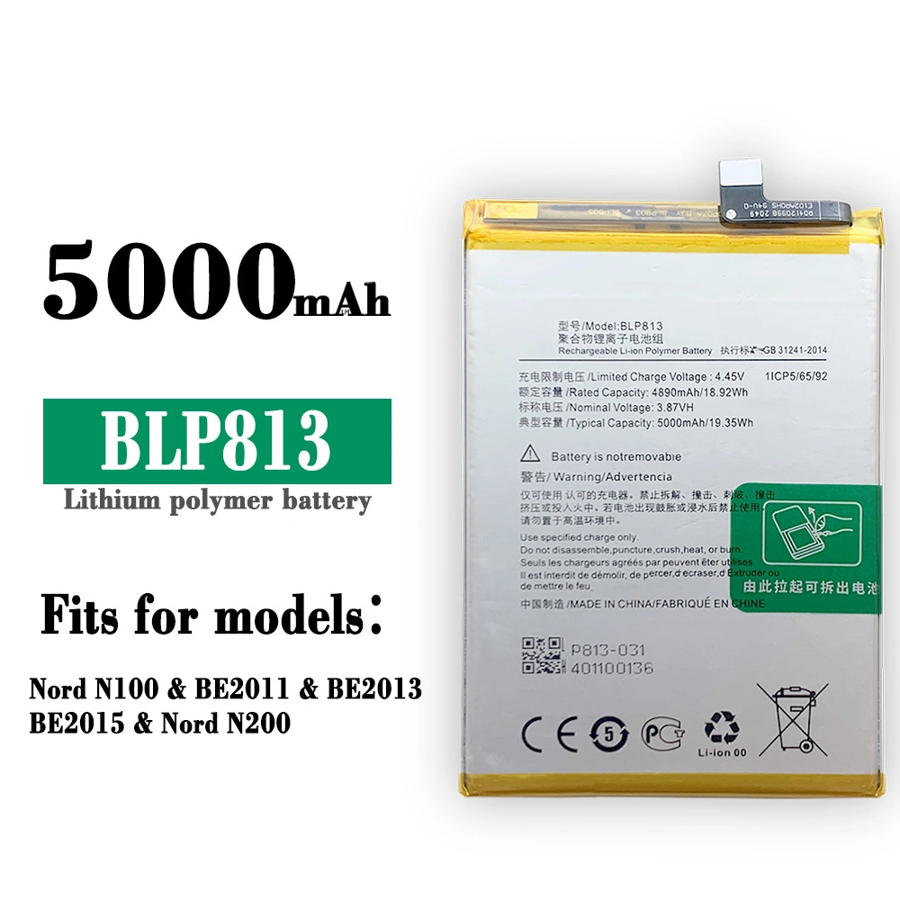 OEM New Phone Battery Replacement Blp813 for Oppo Oneplus Nord N100 & Nord N200 5g & 1+ Nord N100/N200 5000mAh Brand New 0 Cycle