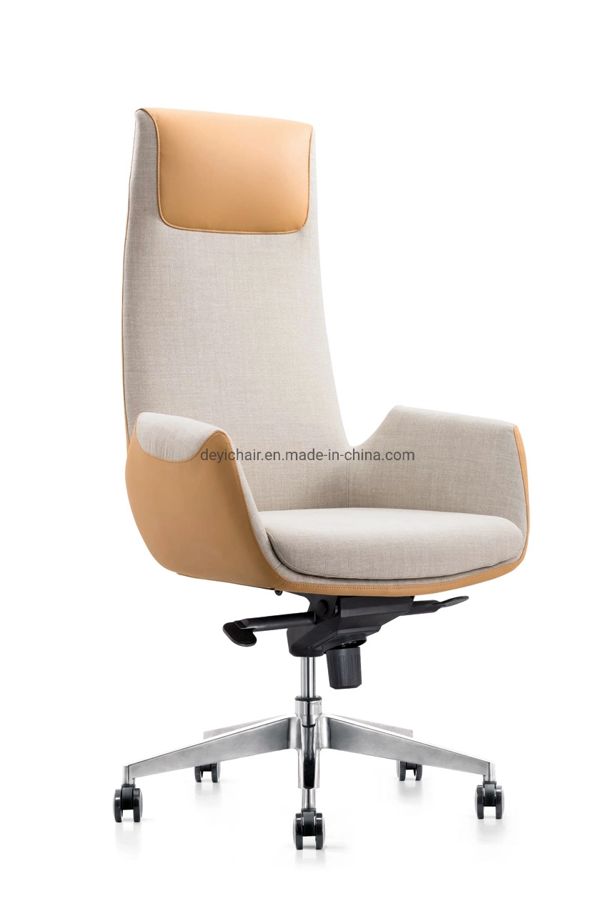 Medium Back Beige Color PU/Leather Upholstery for Seat and Back 330mm Aluminum Base PU Castor Chromed Gas Lift Chair