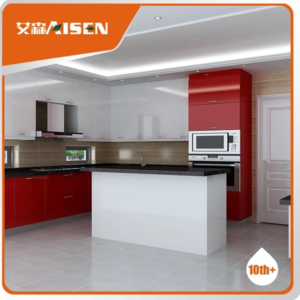 Hot Sell Competitive Price Modern High Gloss Red Lacquer Kitchen Cabinet