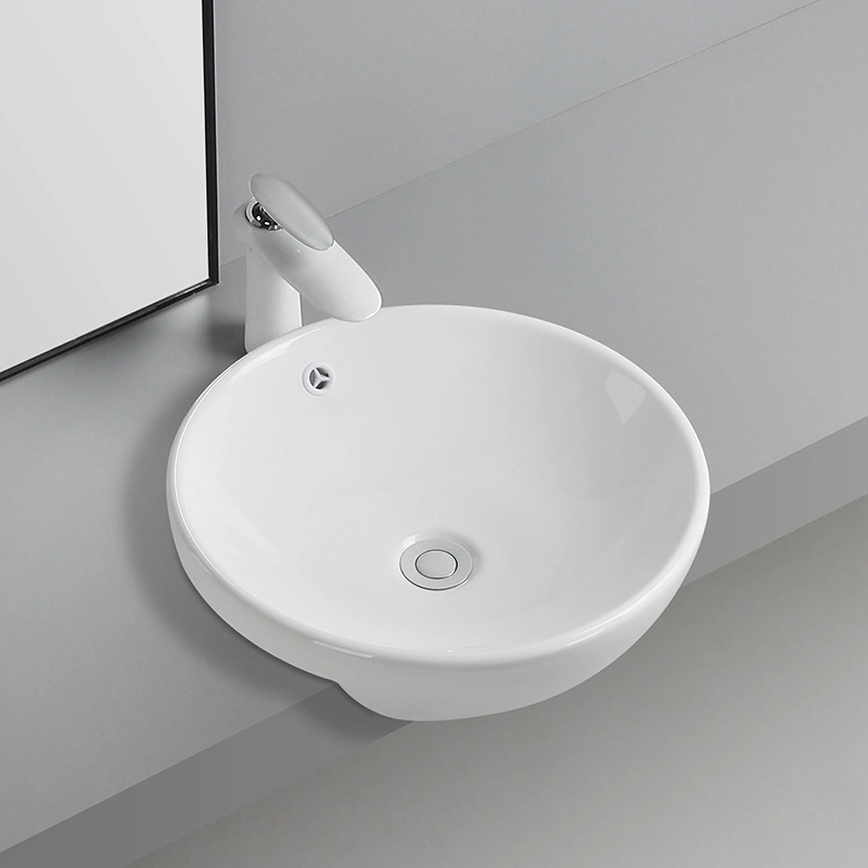 Ceramic Cabinet Art Basin and Vanity Top Semi Recessed Hand Washing Sink (ACB8029)