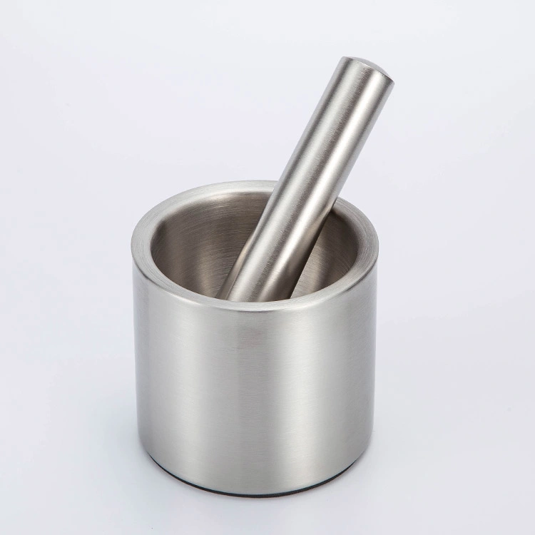 Vegetable Grinder Mortar Solid Ceramic Bowl Stainless Steel Hand Press Kitchen Tool Mortar and Pestle Set