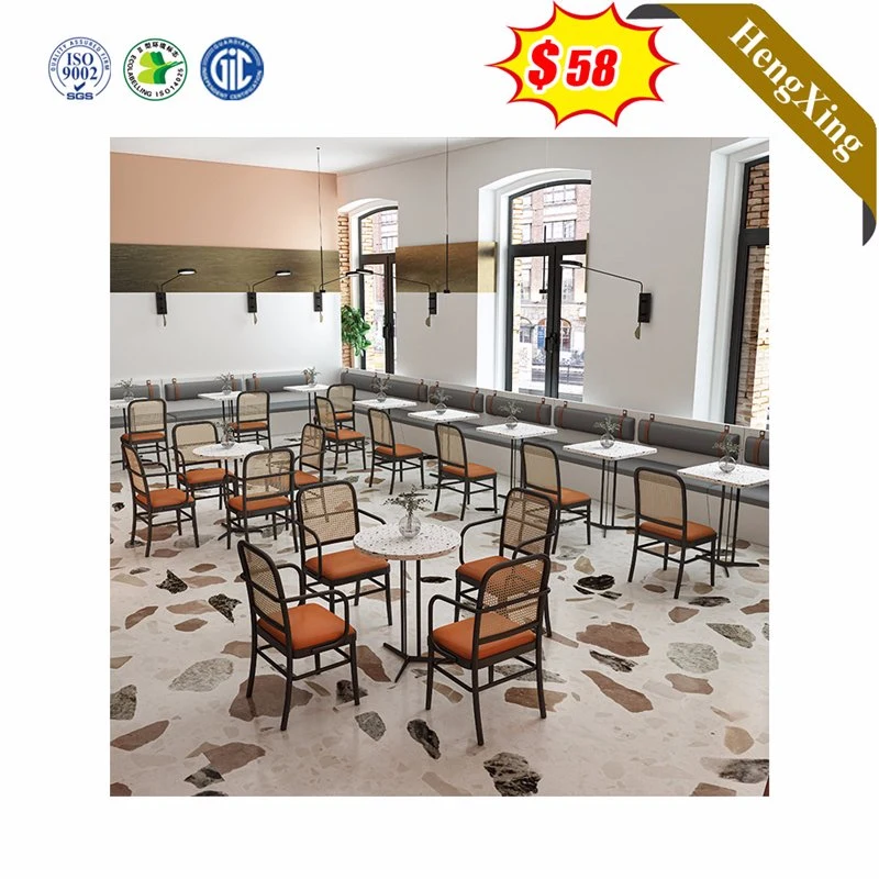 Luxury Stainless Steel Hotel Restaurant Dining Hall Furniture Fabric Sofa Chair Dining Coffee Table Sets