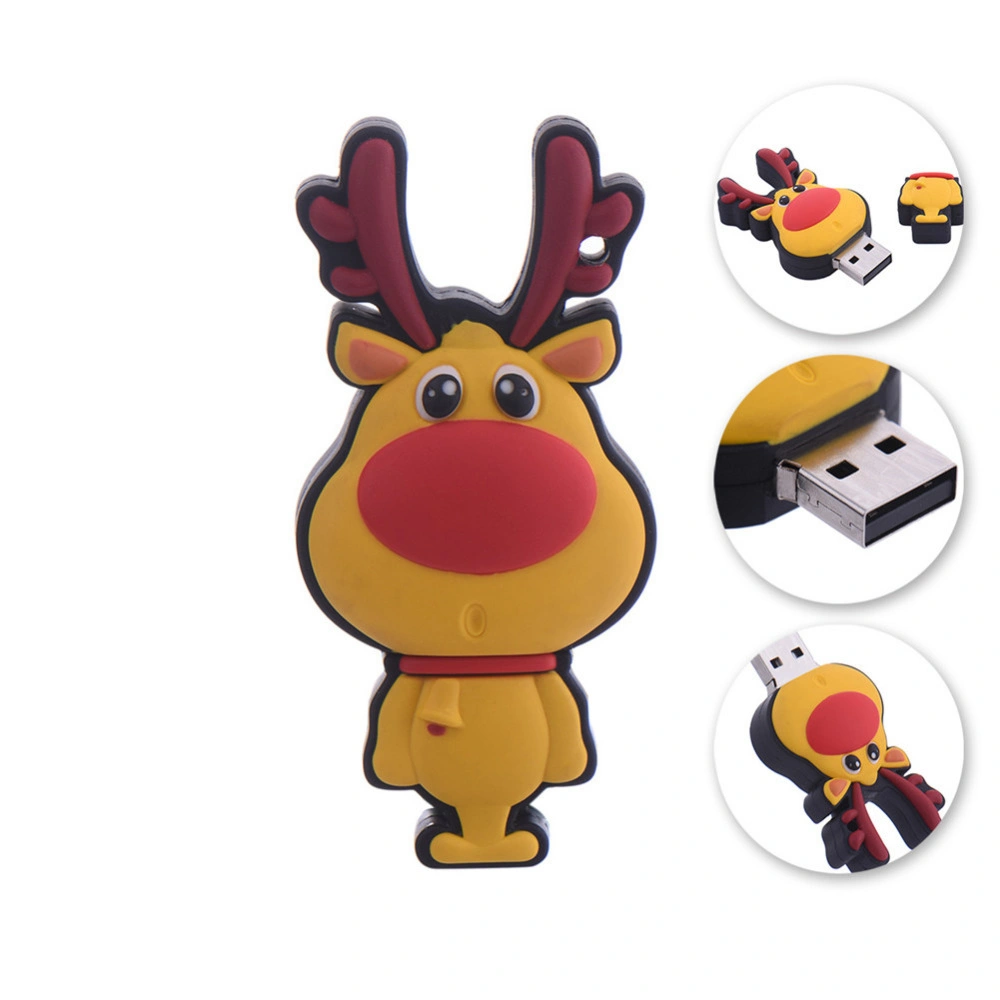 Deer USB 2.0 Flash Drive Elk Deer Santa Claus Pendrive for Christmas Gift