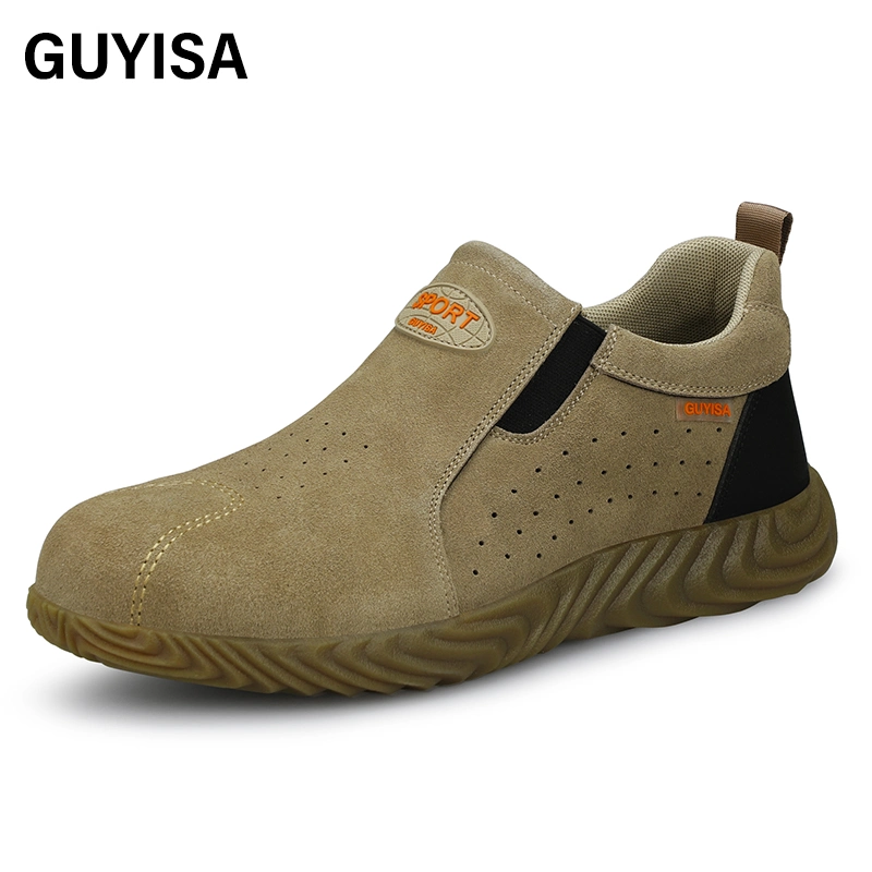 La marca de fábrica China Guyisa barato buen precio de la mosca Industrial tejido transpirable de zapatos de seguridad