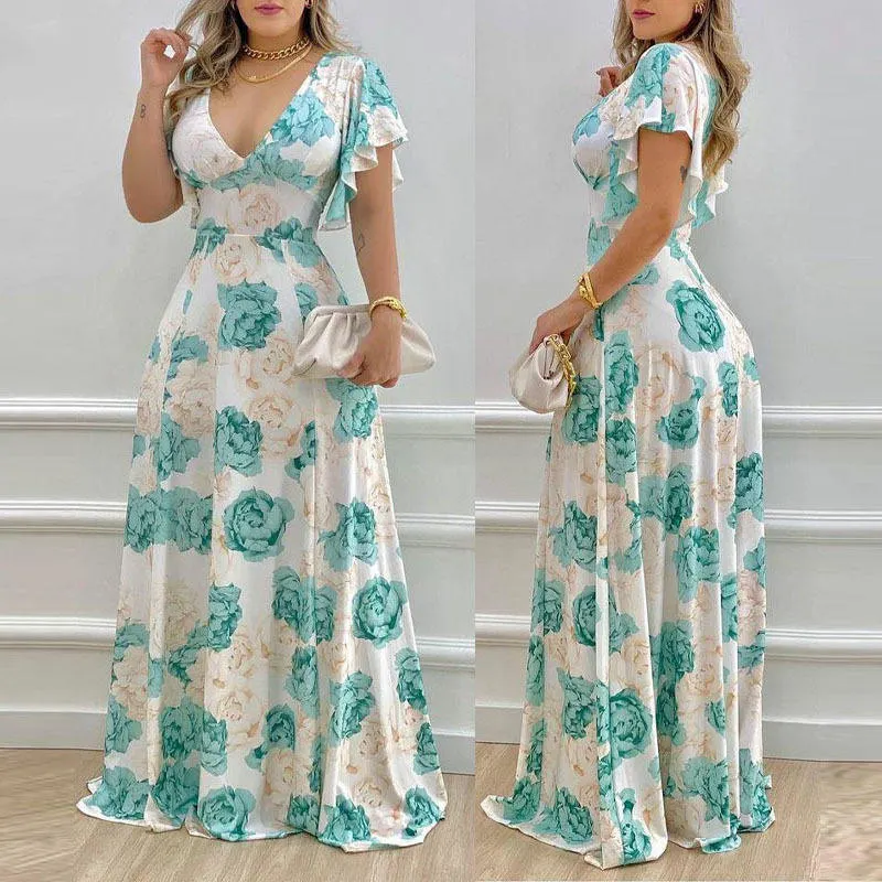 Novo Design Party Evening elegante Lady Dress Women Clothing Print Vestido Big Swing casual