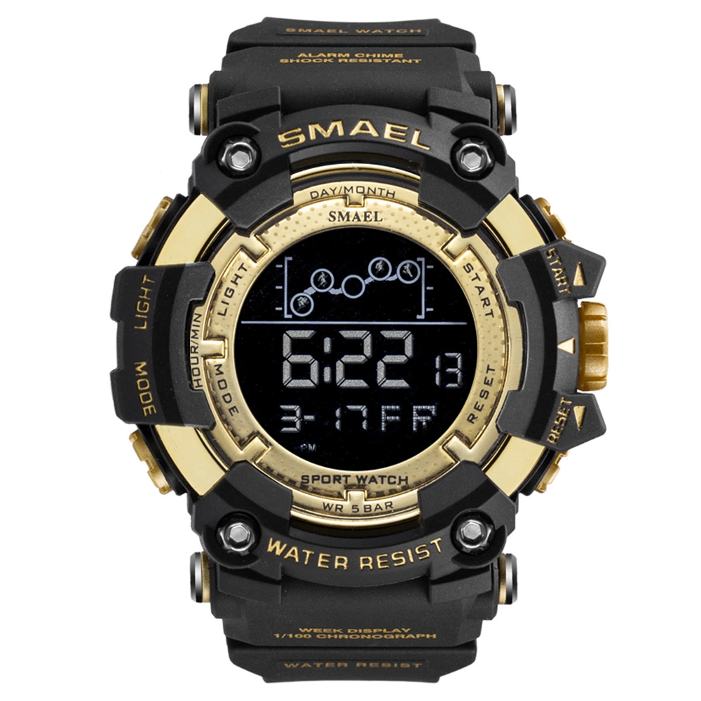 Sports Digital Watches Men's Multifunctional Alarm Waterproof Electronic Gift Watches Wholesale/Supplier Black