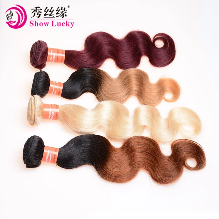 Hot Selling Colored Body Wave Ombre 100% Virgin Peruvian Human Hair Weaving