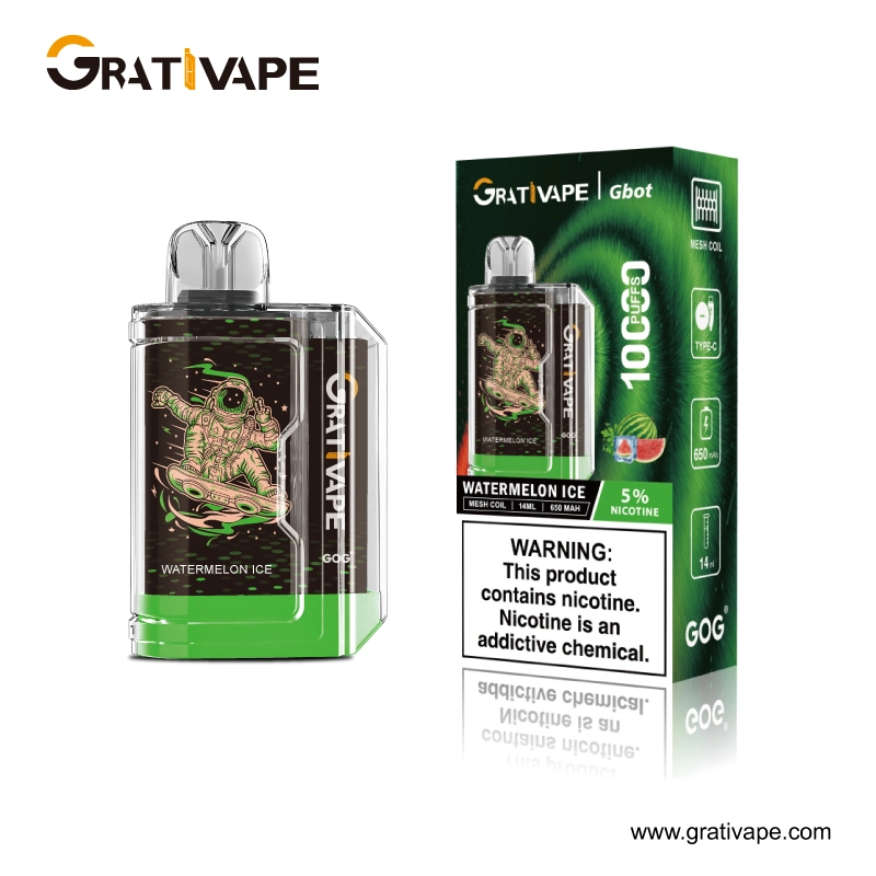 Venta en caliente en EE.UU. Grativape Gbot 10000 Puffs Kit desechable 5% nicotina con 10 sabores VAPE desechable