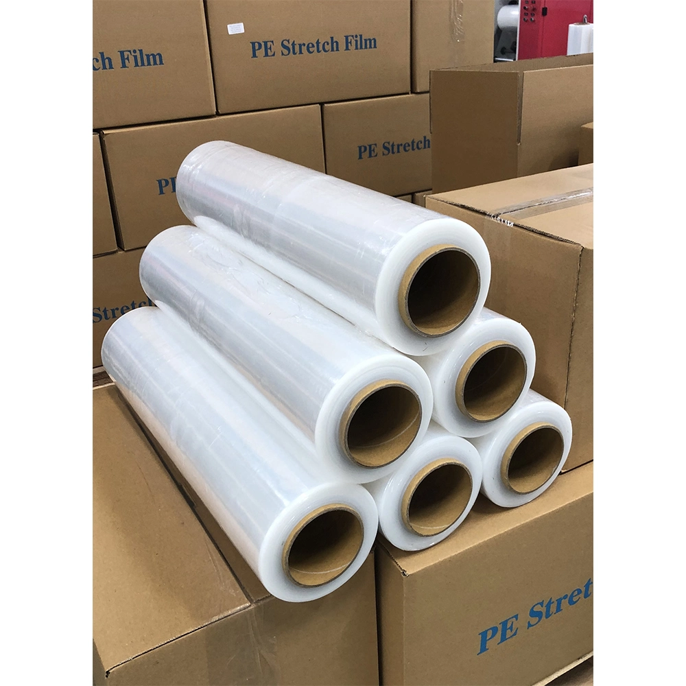 China Manufacturer Low Pric Compostable Plastic LLDPE Black/Transparent Color Hand Pallet Hood Jumbo Wrap PE Stretch Film Roll