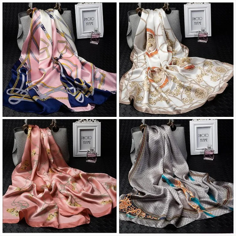 55 X 180 16mm Printed Women Long Scarf Pure Silk Shawl