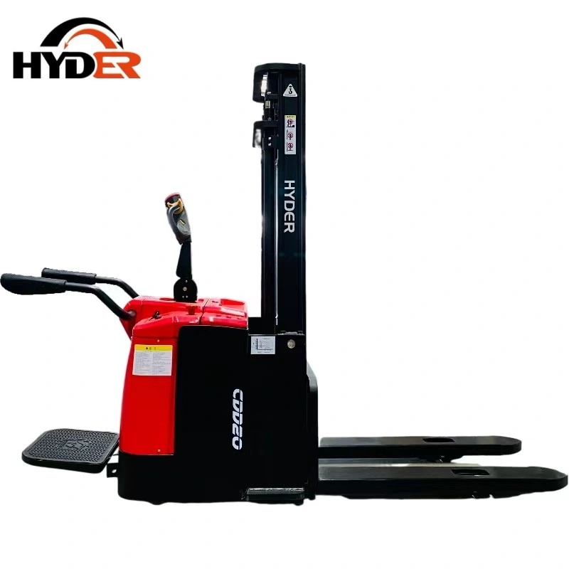 China Hyder Warehouse Equipment 2.0ton Driving Stand-up Full Electric Pallet Stacker