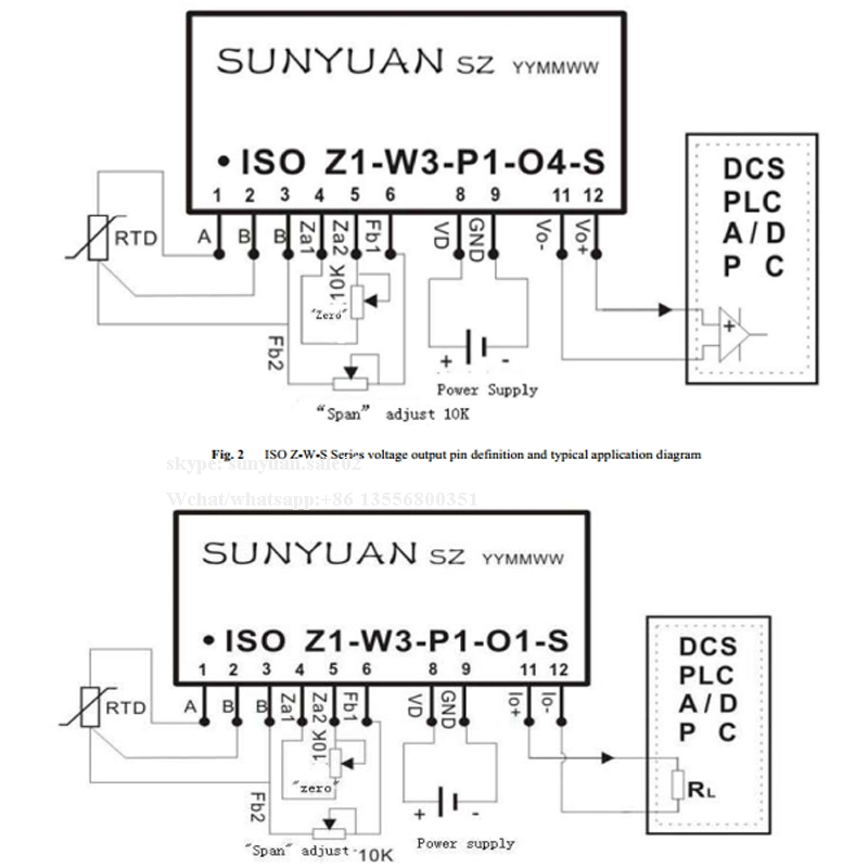 PT100/Cu50 Resistencia térmica de la señal de temperatura de la adquisición de datos aislados de los Módulos de transmisor Converter