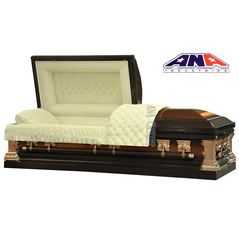 Brush Bronze 18ga Steel Spuare Corner Funeral Metal Casket