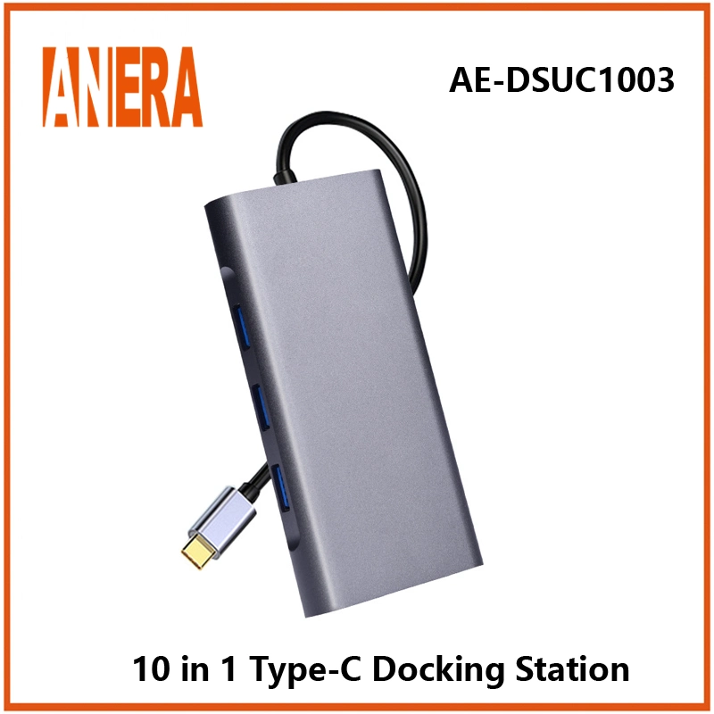 Plena tipo C para HDTV Adaptador USB 3.0 HUB 10 en 1 de la tarjeta de Múltiples pantallas Leer Powered tipo C de la estación de acoplamiento para portátiles.