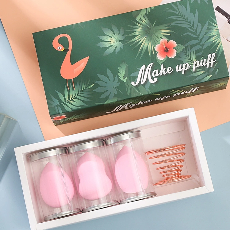 Eco Friendly Custom Logo 4PCS Makeup Puff Set Gift Box for Cosmetic Sponge Eggs Paper Packaging