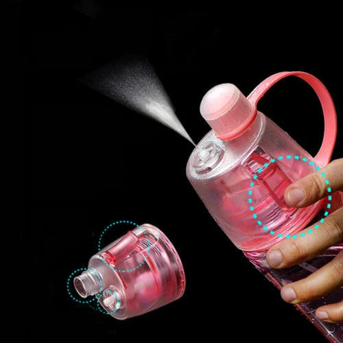 Portable Mist Spray Cooler Creative Button Sports Water Bottle Plastic Cup