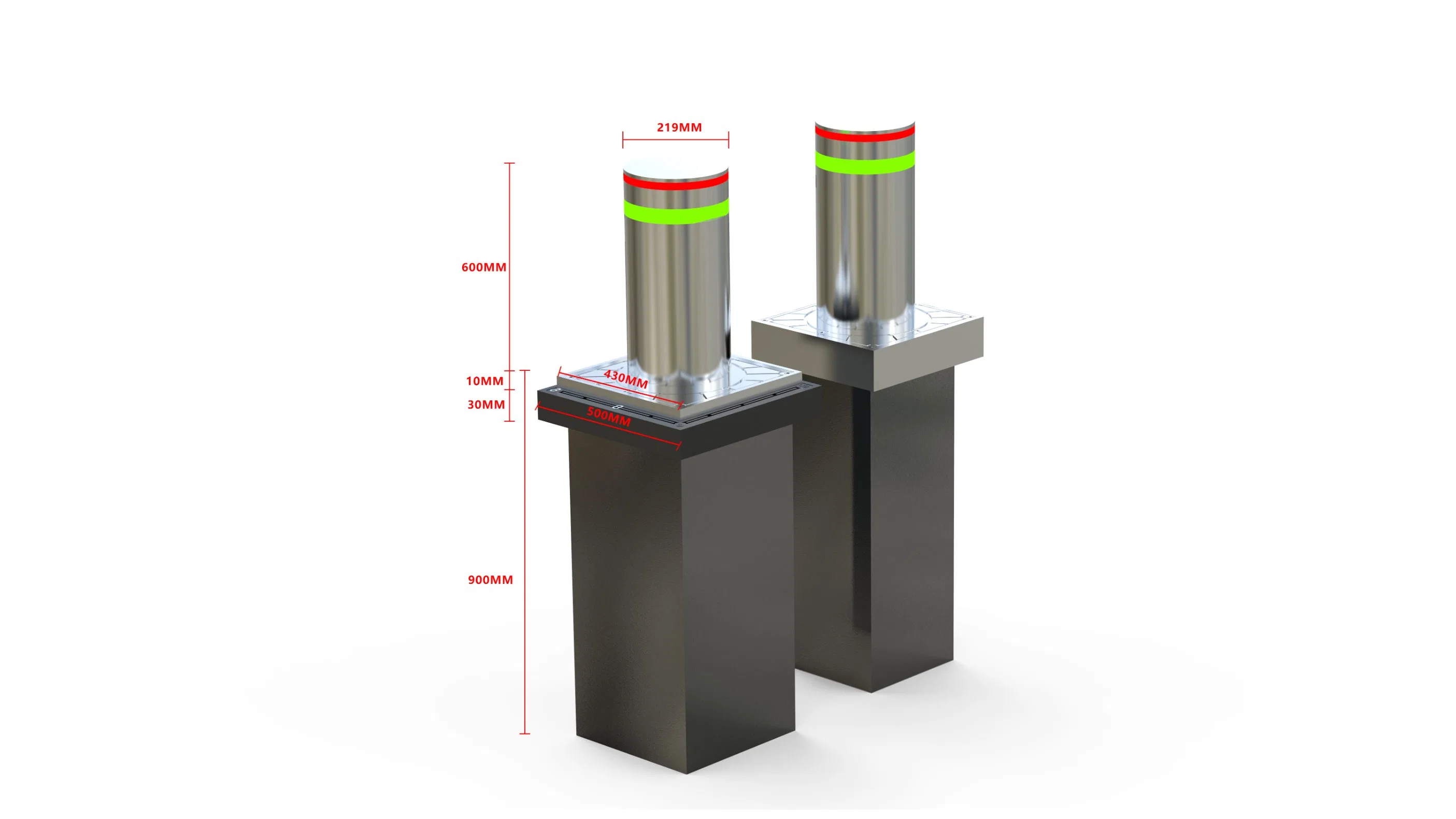 304 Bollard de acero inoxidable subida automática Post elevación hidráulica Precio Control remoto Bolardos de estacionamiento con luz LED