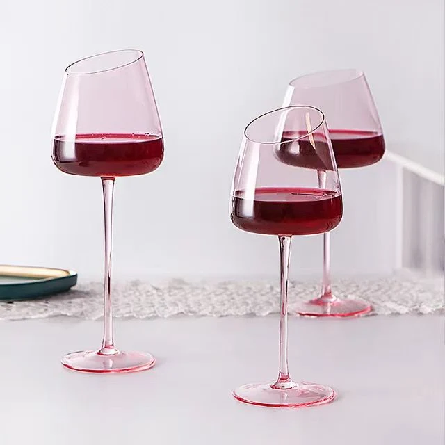 New Design Wedding Used Flamingo Pink Color Wine Glass Crystal Glass Wine Cup