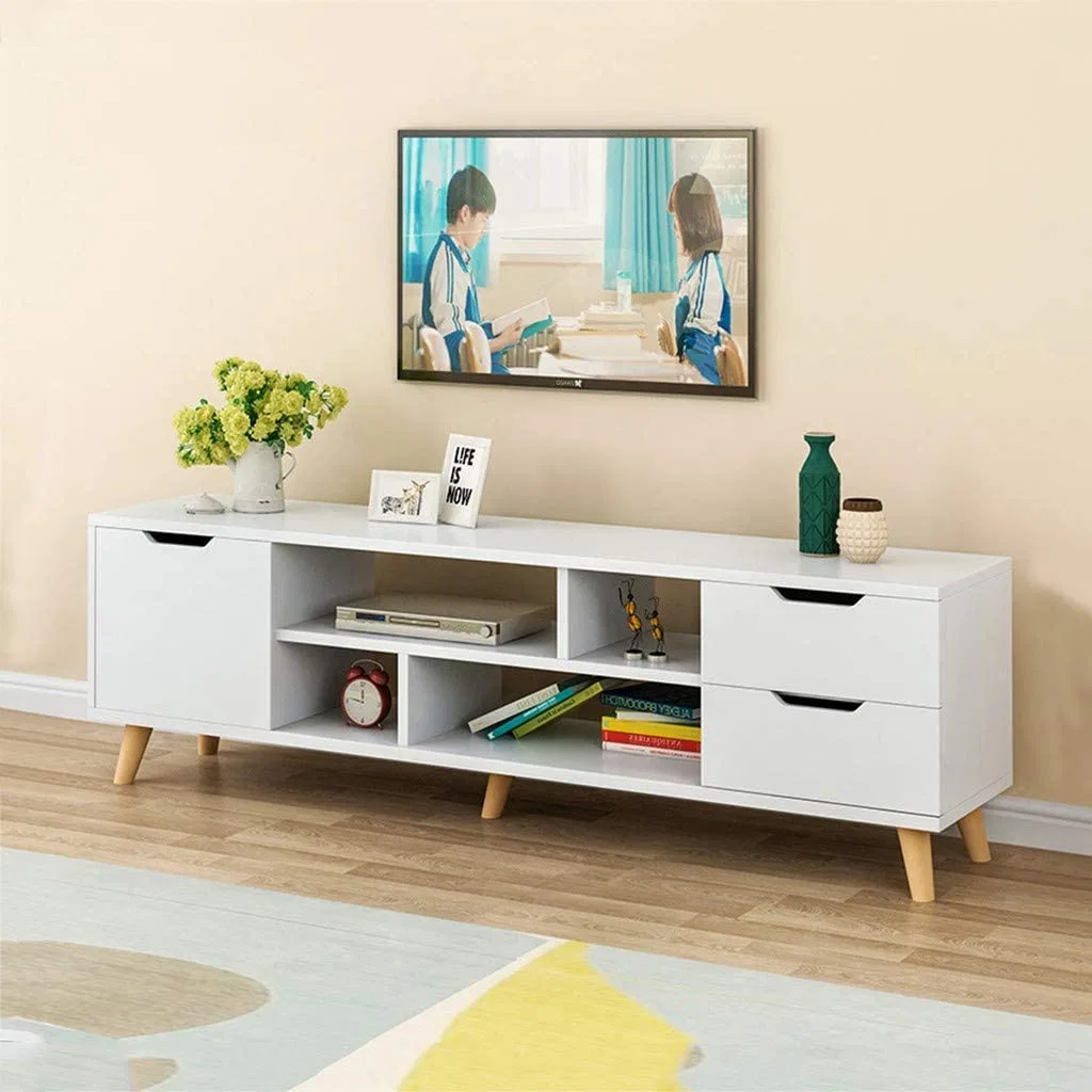 Prima TV Stand Console Table with Shelves and Drawer