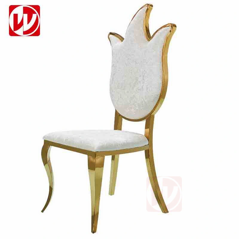 Luxury Gold Wedding Chair High Back Stainless Steel Dining Chair for Event Reception