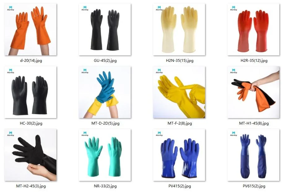 40cm Long Gauntlet Fully Dipped Red PVC Work Gloves Waterproof Oil Chemical Resistant Cheap PVC Gloves Industrial