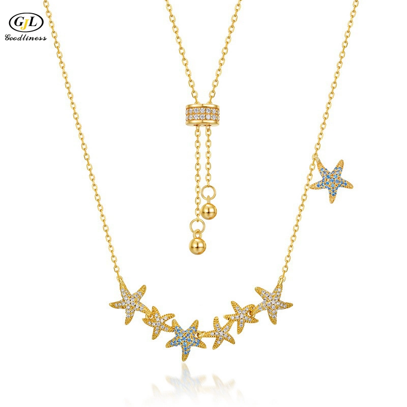 Fashion Jewelry Star Fish Necklace 18K Gold Plated Brass Silver Jewellery