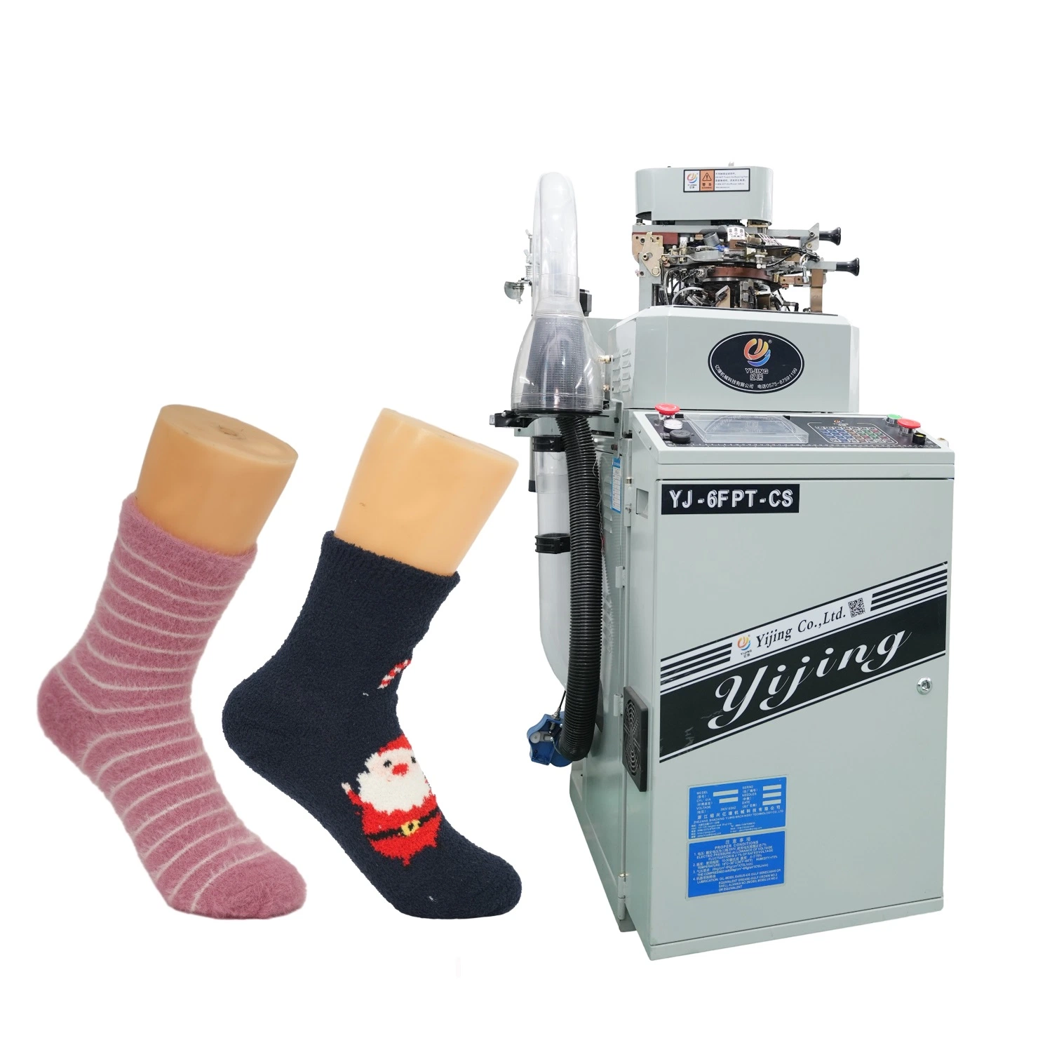 Machine à tricoter des chaussettes unies et des chaussettes en tissu éponge.