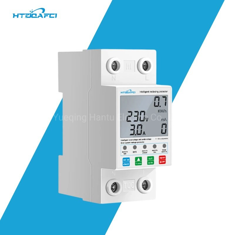 2pole DIN Rail WiFi Reclosing Over&Under-Voltage Protector Over Current&Leakage Protection Kw/H Meter Tuya Control DIN Rail