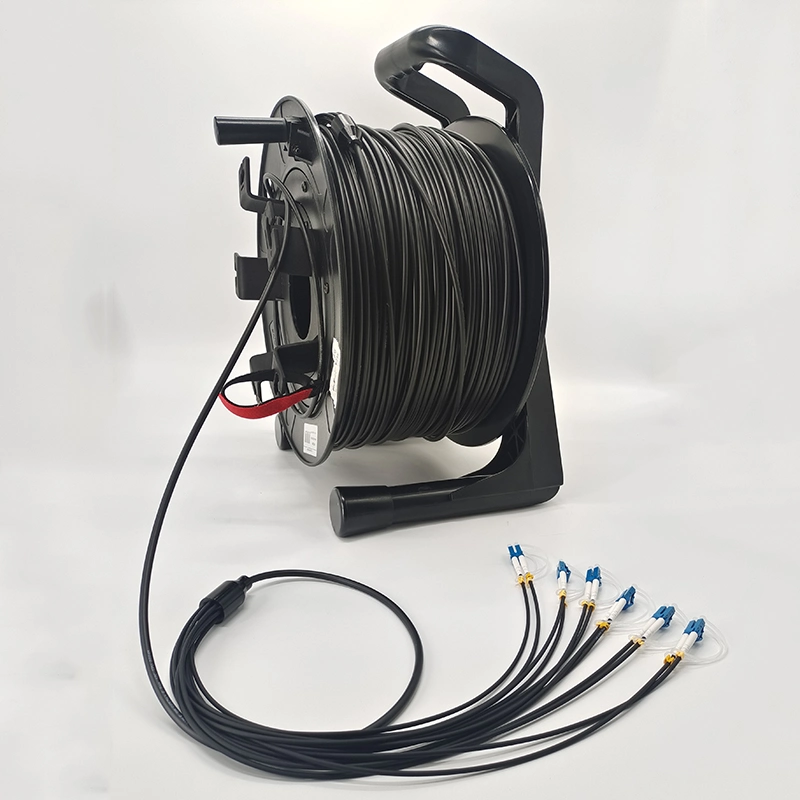 Tactical Portable Field Deployable Fiber Optic Cable Drum with LC Sc Connector