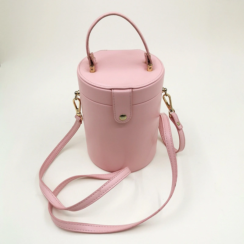 New Unique Cylinder Shape Box Bag Ladies Fashion Jewellery Box Gift Idea with Long Strap