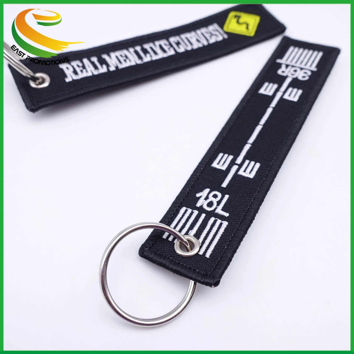 Custom Personalized Brand Name Logo Embroidery Fabric Key Tag Keychain