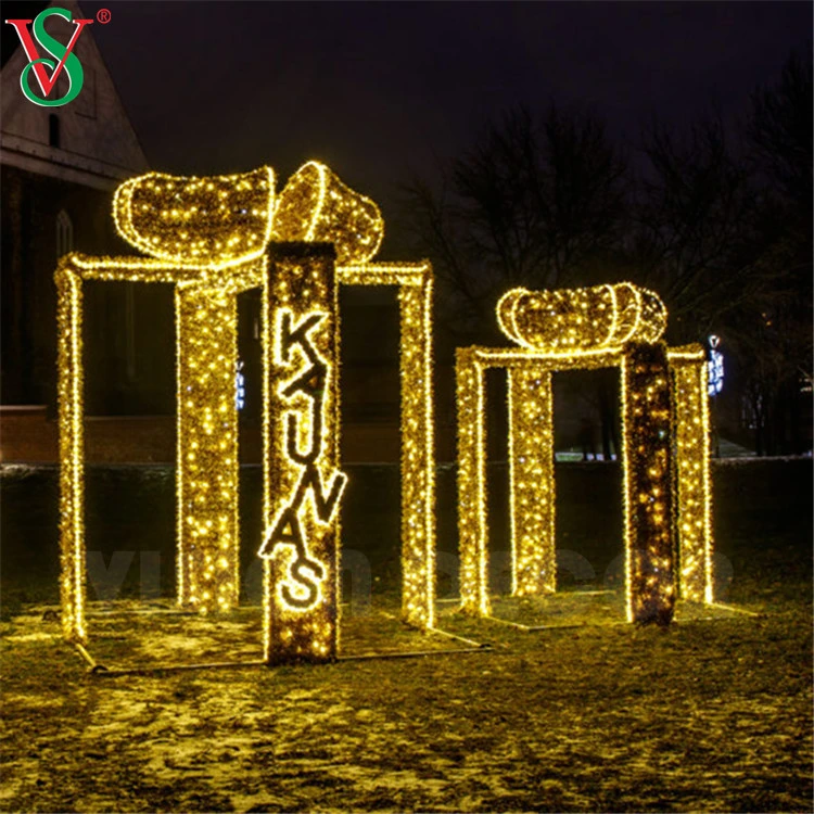 Outdoor 3D Motif Giant Christmas Decorations LED Gift Box Lights