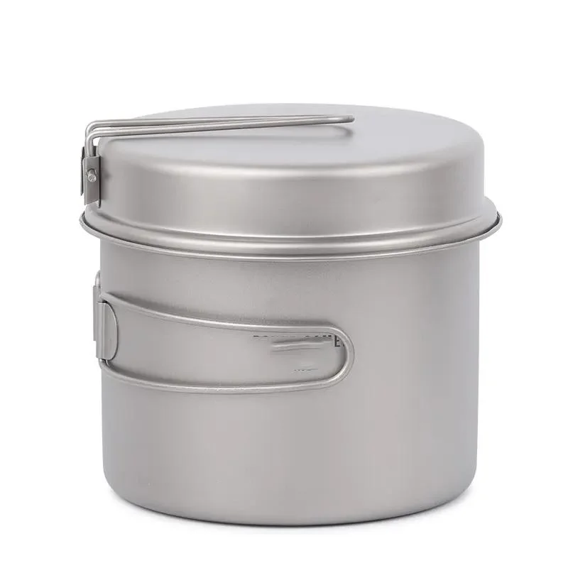 1600ml Titanium Pot + 500ml Pot Super Light Outdoor Camping Cookware