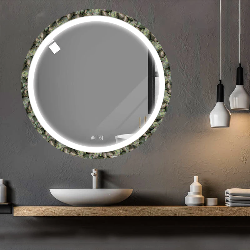 Waterproof Defogger Home Deco Bathroom Round LED Mirror with Touch Switch