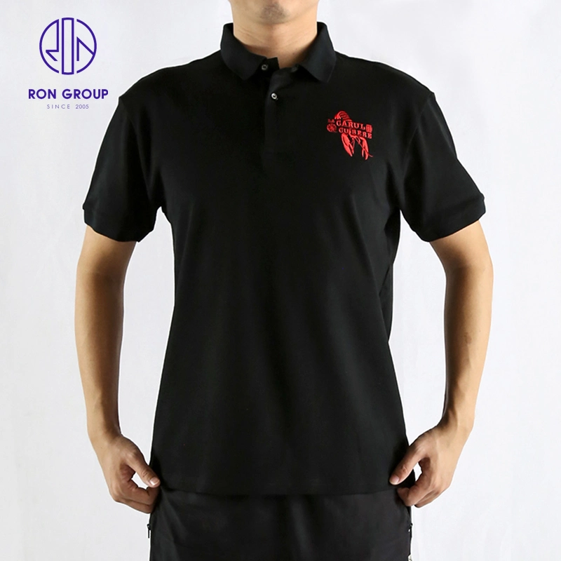 T-Shirt Noir logo personnaliser le coton Vêtements de travail serveur uniforme Shirt Hotel Restaurant serveuse