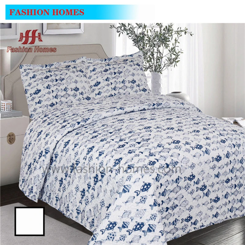 Blue Fishes Printed Bedcover Quilt