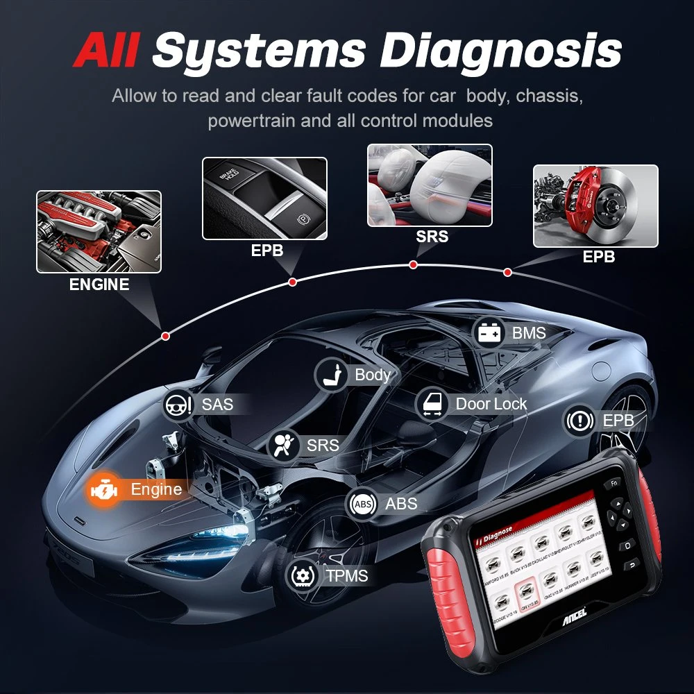 Ancel Fx8000 OBD2 Automotoive Scanner All System Engine Code Reader زيت نظام الكبح في الركن الكهربائي (EPB) الاحترافي، نظام تخطيط العلاج (TPS)، إعادة ضبط أدوات تشخيص السيارة