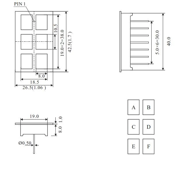 1.7 Inch 6 Square DOT LED Light Bar